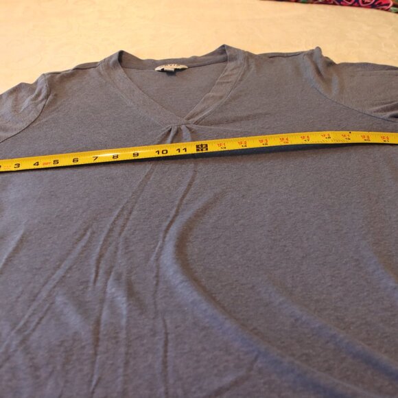 Orvis Heathered Blue 3/4 Sleeve V-Neck Top Linen/Polyester Blend Size Large - Picture 6 of 10